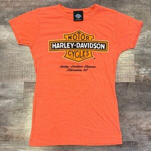 Harley Davidson Museum Milwaukee Wisconsin Women’s Orange Graphic Logo T-shirt